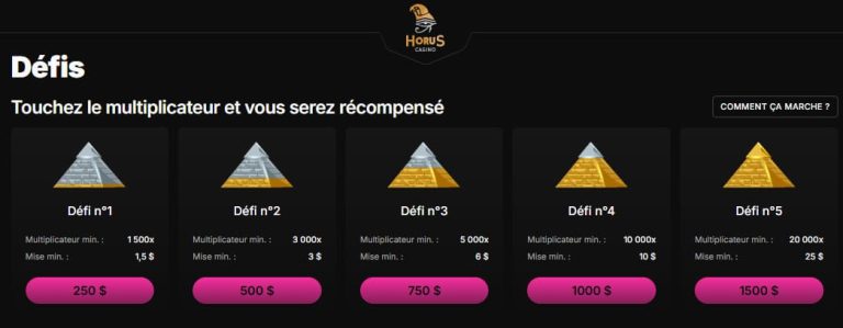 Horus Casino défis